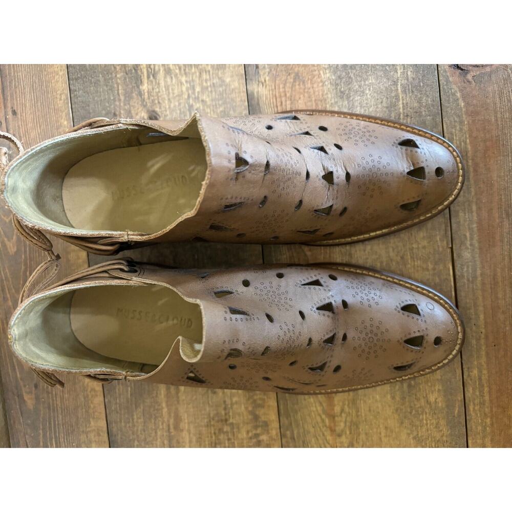 Musse & Cloud Coolise Women's Booties Brown 7 Laser Cut Embossed Leather - Picture 2 of 8